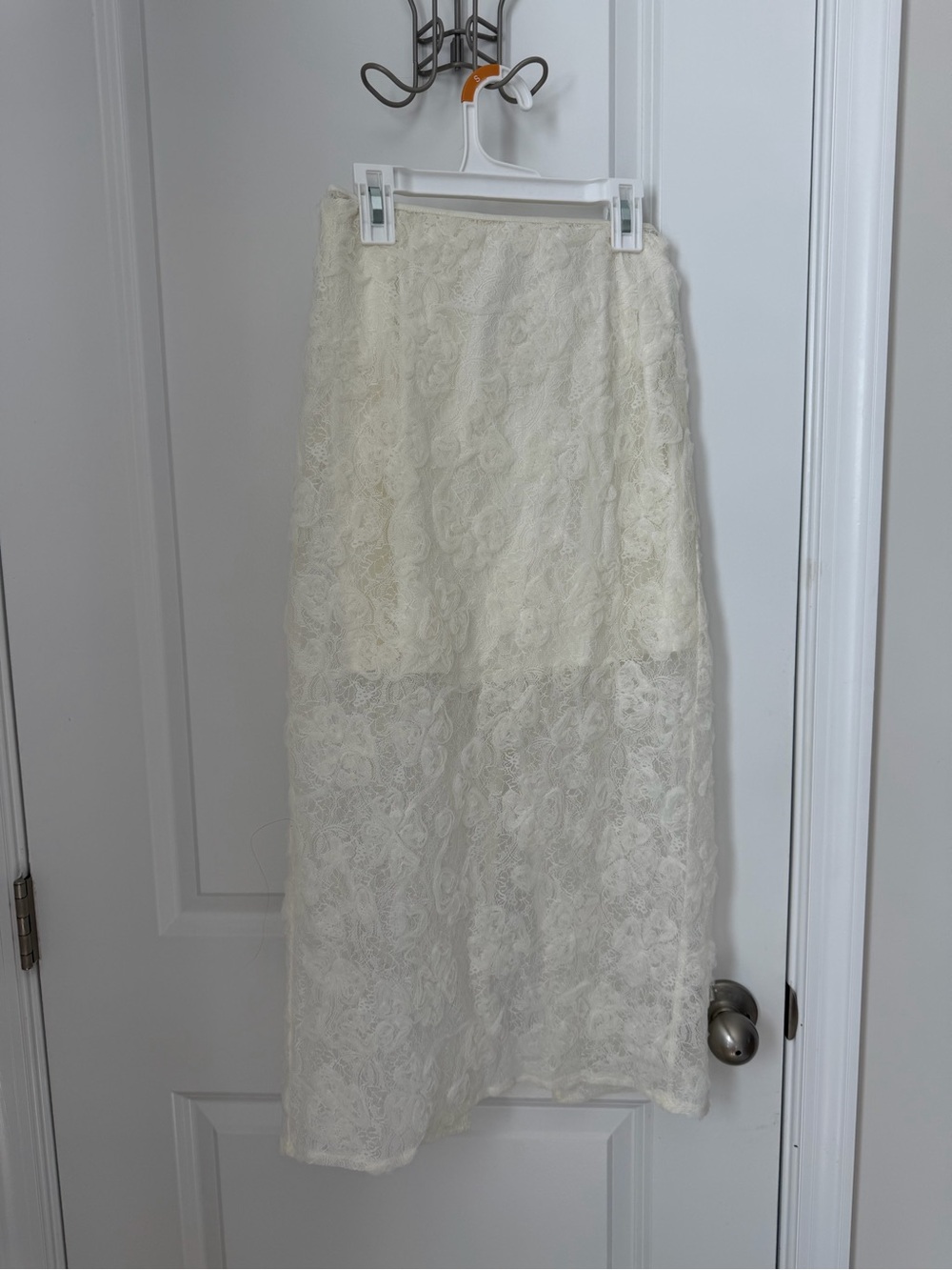 Lucy Paris Cream Lace Maxi Skirt